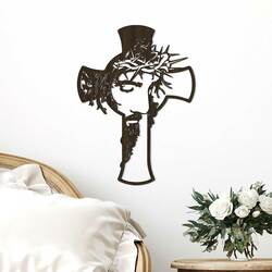 Wooden Cross on the Wall with Jesus | Wenge