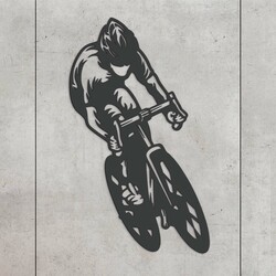 Wooden Wall Decoration - Cyclist | Anthracite Gray