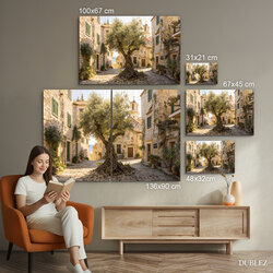Vintage wooden picture - Courtyard of the old town | 136x90 cm