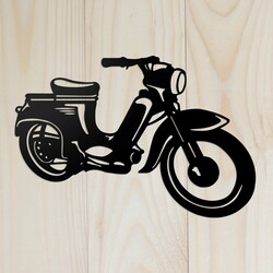 Wooden Wall Art in Retro Style - Jawa 555 | Black