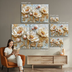 Drevený obraz na stenu - Zlaté pivónie