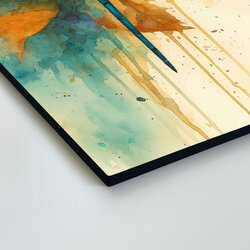 Fából készült kép - Kék szitakötő akvarellben