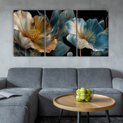 3-dielny glamour obraz - Veľké kvety