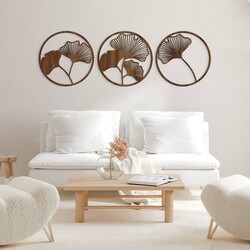 3-dielna drevená dekorácia - Ginkgo | Orech