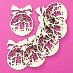 Vianočná guľa na stromček - Svätá rodina | Topoľová preglejka