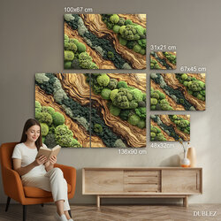 Moss picture on the wall - Forest Stream (UV print) | 136x90 cm