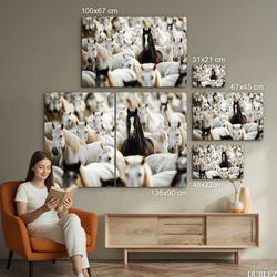 Tablou din lemn - Cireadă de cai