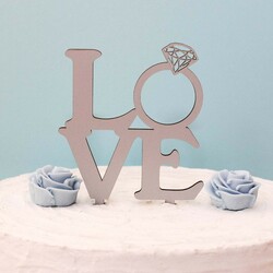 Nápis na dort - Love s diamantem | Stříbrná