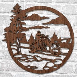 Original gift for a biker - Motorcycle Wall Art | Walnut