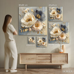 Dřevěný obraz květin - Pivoňky