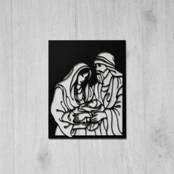 Tablou din lemn - Sfânta Familie | Negru
