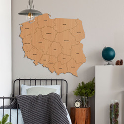 Drevená mapa Poľska na stenu + Okresy | Buk
