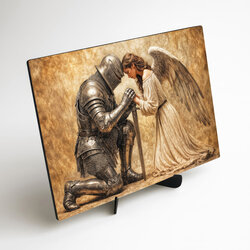 Tablou din lemn - Cavaler și înger