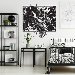 Tablou 3D decupat - Marele dragon chinezesc | Negru