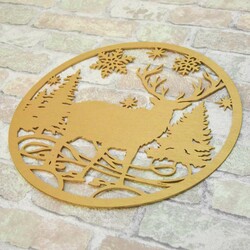 Drevený jeleň v gule na dvere | Zlatá