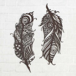 Cut-out Feathers on the Wall made from Wood | Wenge