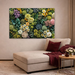 Prírodný obraz s machom a kvetmi - Kvitnúca záhrada