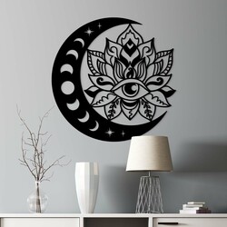 Originálny drevený obraz - Mesačné oko  | Čierna