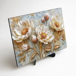 Drevený obraz na stenu - Zlaté pivónie