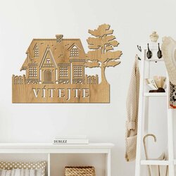 Dřevěná dekorace na dveře - Vítejte | Dub zlatý