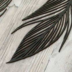 Drevená nálepka - Vtáčie perie na stenu | Čierna