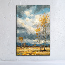 Painted picture on wood - Birches (UV printing)