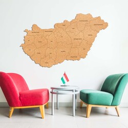 Korková mapa na stenu - Župy Maďarska