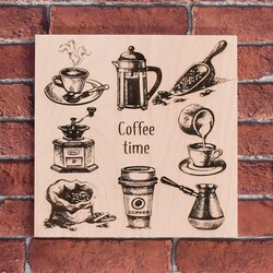 Wooden Wall Art Picture for Kitchen - Coffee | Beech plywood