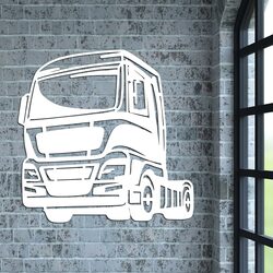 Drevený 3D obraz - Nákladné auto | Biela