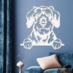 Wooden Wall Art - Wire-haired Dachshund | White