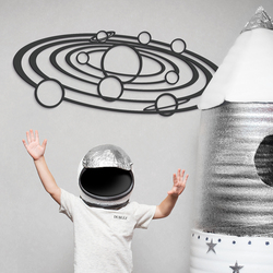 Tablou din lemn - Galaxia sistemului solar | Gri antracit