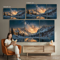 3-dílný obraz - Hory za stromy