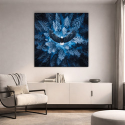 Drevený obraz - Orol nad lesom