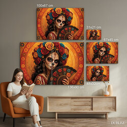 Mexický obraz La Catrina - Día de los Muertos | 136x90 cm