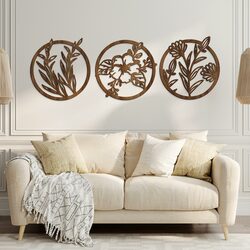 Viacdielny okrúhly obraz - Kvety | Orech