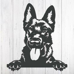 Wooden Wall Art - Belgian Shepherd Dog | Anthracite Gray