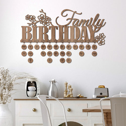 Family Wall Calendar - Family Birthday | Tobacco Oak