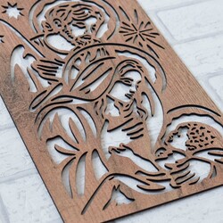 Wooden Wall Art of the Holy Family | Tobacco Oak