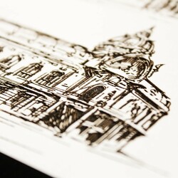 Praha - gravírovaný 3D obraz na zeď ze dřeva | Bílá