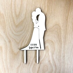 Drevený zápich na svadobnú tortu - Manželský pár