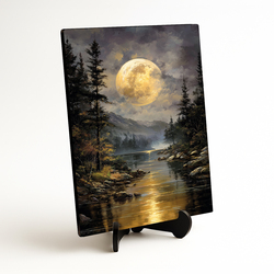 Obraz - Úplněk nad jezerem