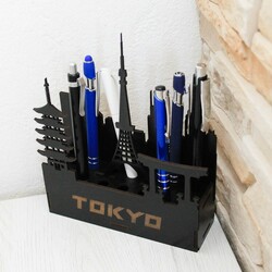 Dřevěný stojan na tužky / pera - Tokyo | Černá