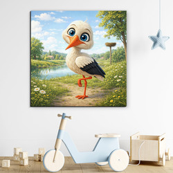 Farebný obraz na stenu pre deti - Bocian