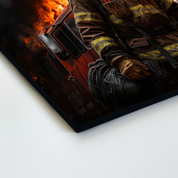 Drevený obraz - Hasič