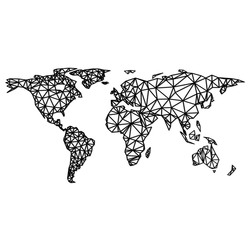 Fali 3D világtérkép - Poligonális atlasz  | Fekete