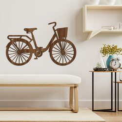 Cut-out Wall Art - Retro Bicycle | Walnut