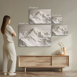 Drevený obraz - Biele abstraktné hory