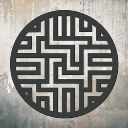 Circular Wall Art - Labyrinth | Anthracite Gray