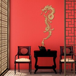 Wooden Wall Art - Chinese Dragon | Gold Craft Oak