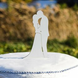 Drevený zápich na svadobnú tortu - Manželský pár